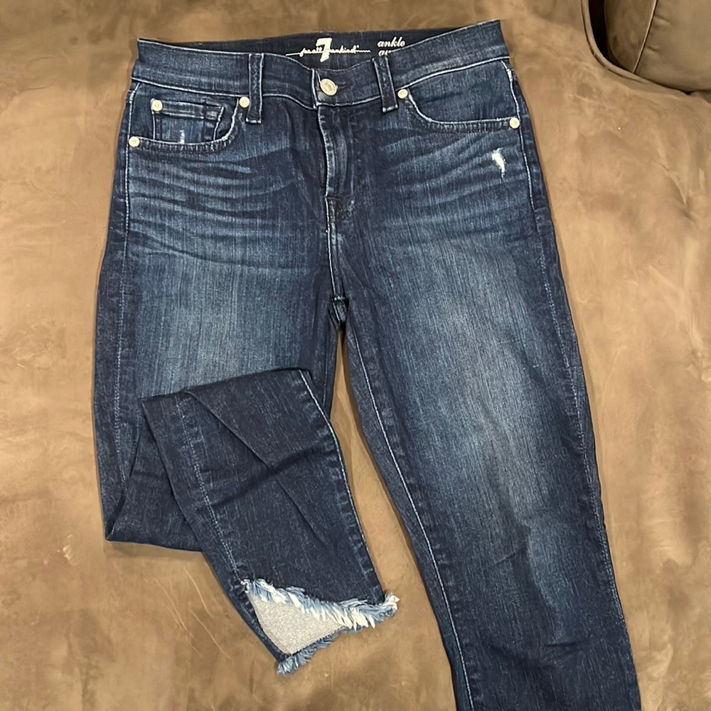 7 for all mankind, size 25, dark denim jeans